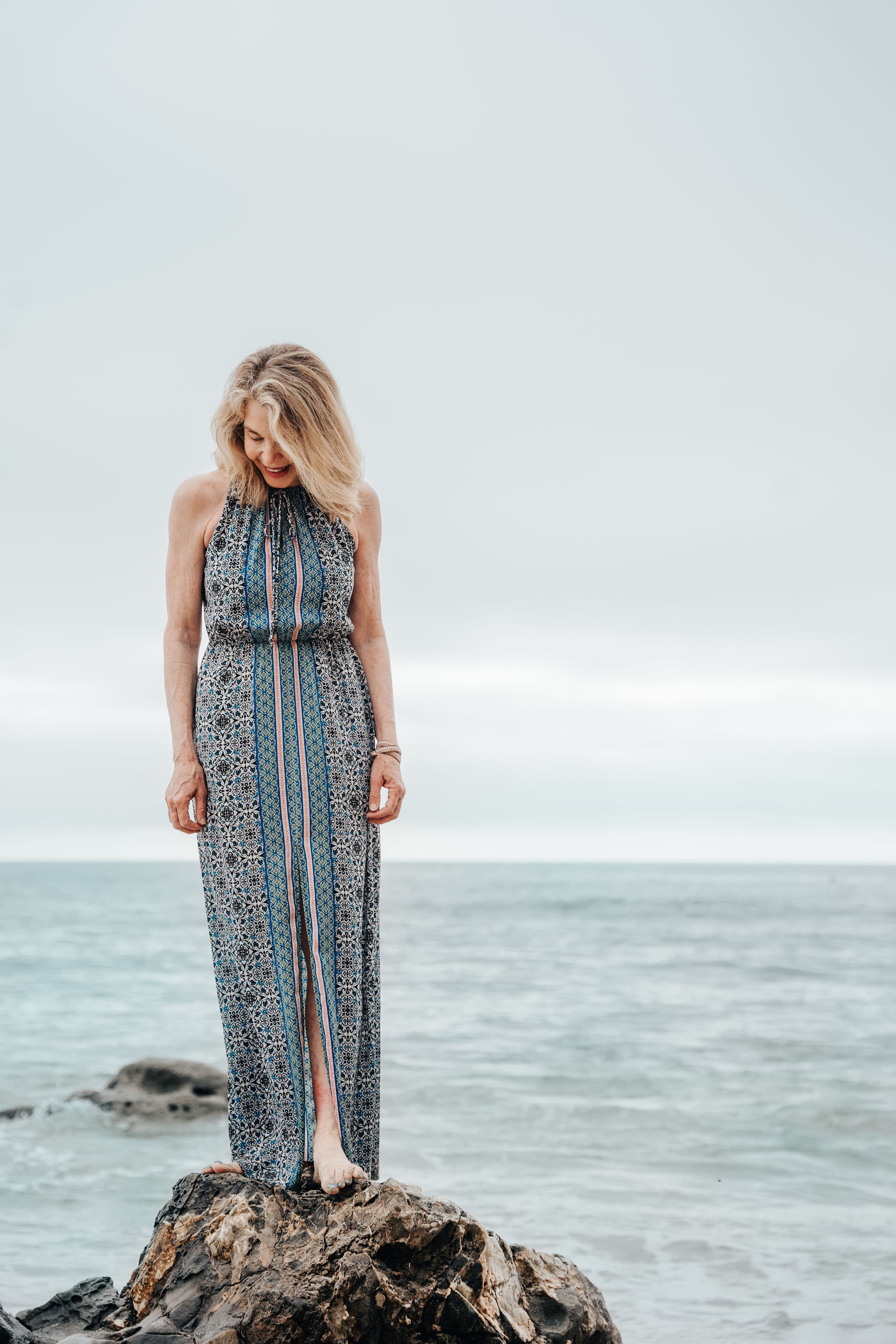 Carla Wallace, esthetician, on the Laguna Niguel coast